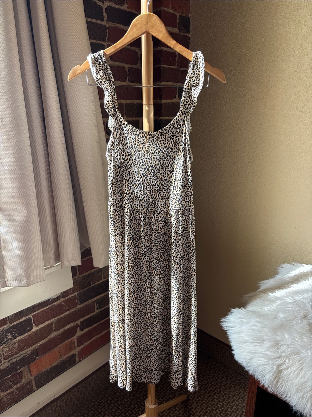 Maurices Cream and Black Leopard Print Mini Dress Size M